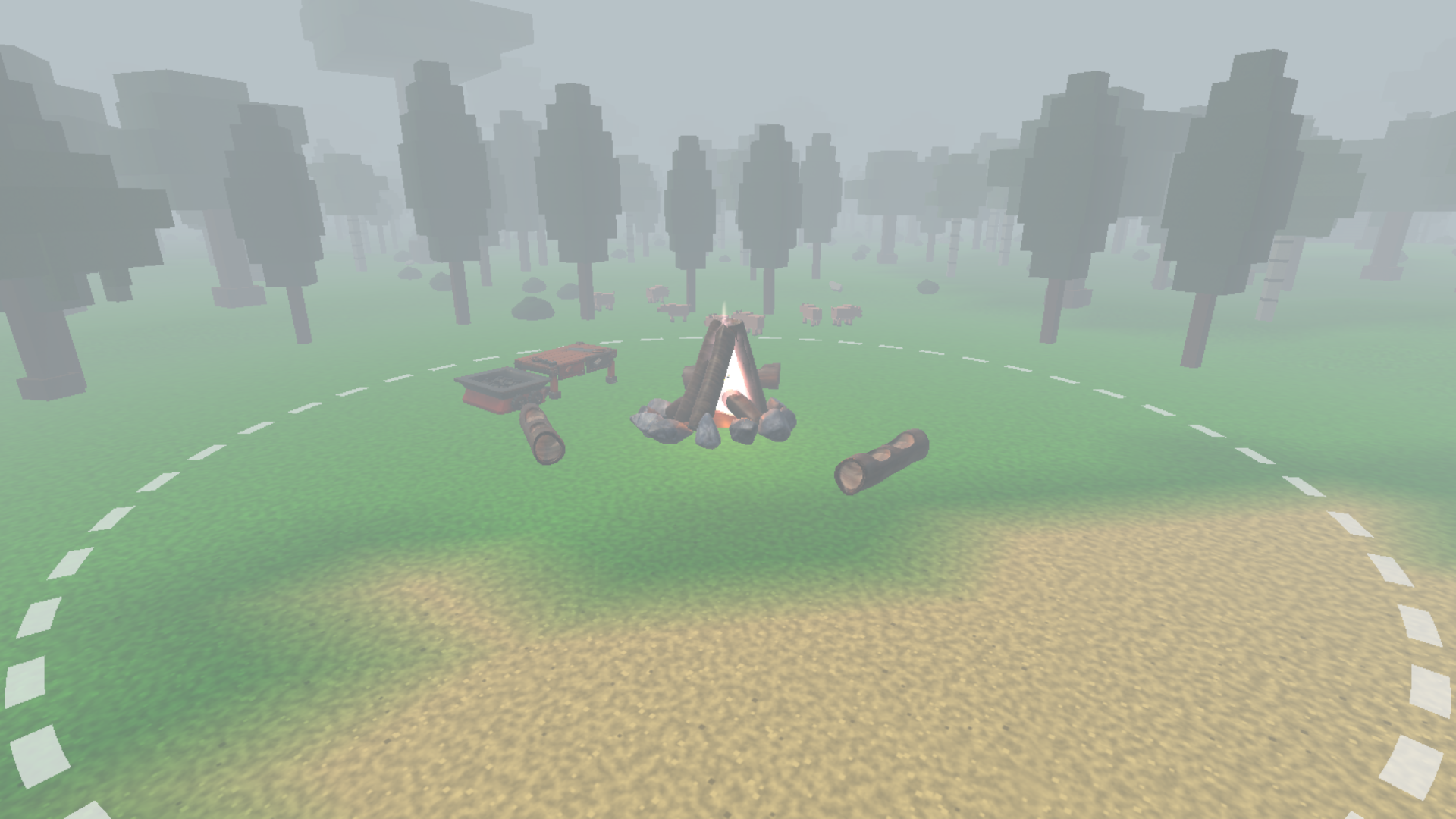 The current camp in daylight, without the interface